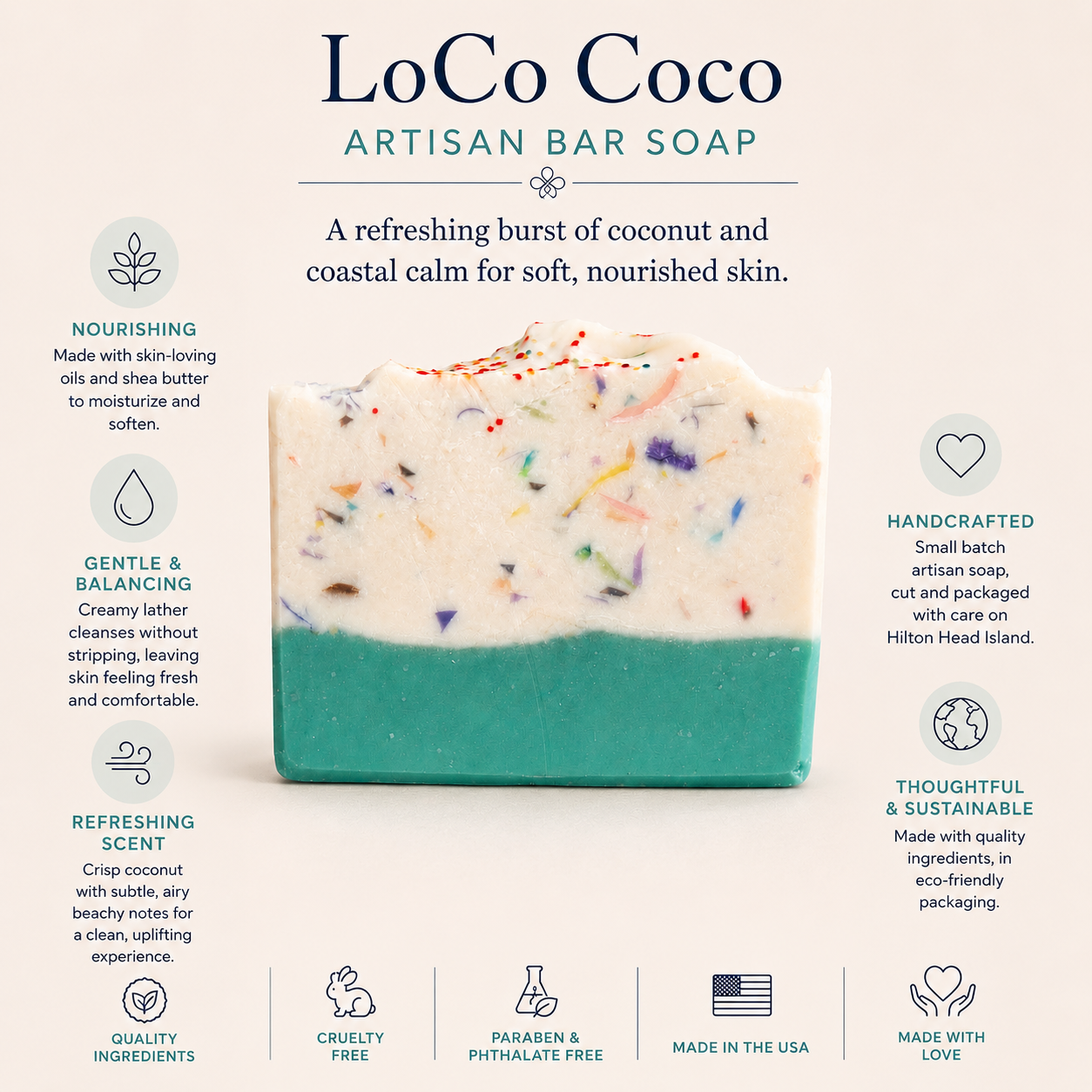 LoCo Coco Artisan Soap | Creamy Coconut Scented Handmade Soap