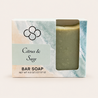 Citrus & Sage Artisan Soap| citrus and cleary sage scent | handmade by Cottonwood Soap Company, Hilton Head Island, SC