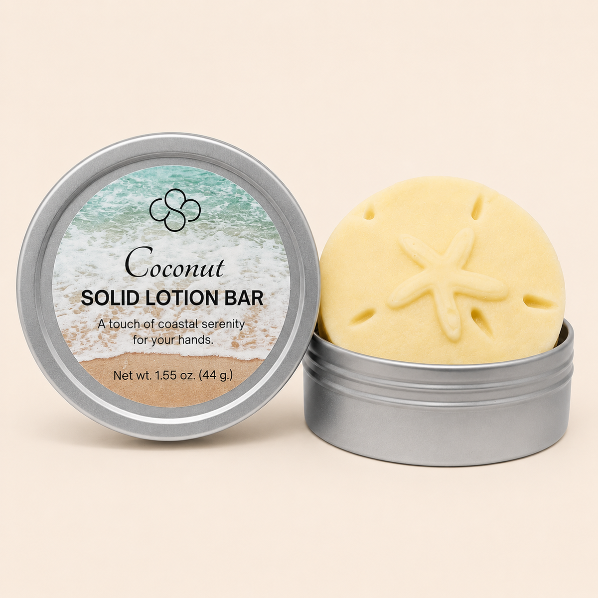Coconut Scented Solid Lotion Bar, handmade by Cottonwood Soap Company, Hilton Head Island, SC