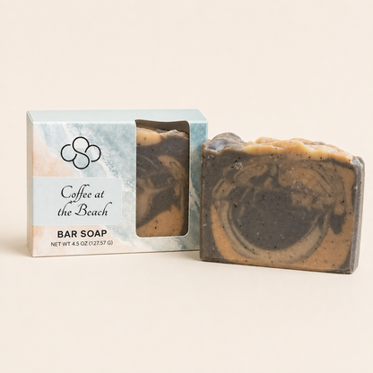 Coffee at the Beach, coffee and mocha scented exfoliating bar soap, handmade by Cottonwood Soap, Hilton Head Island, SC