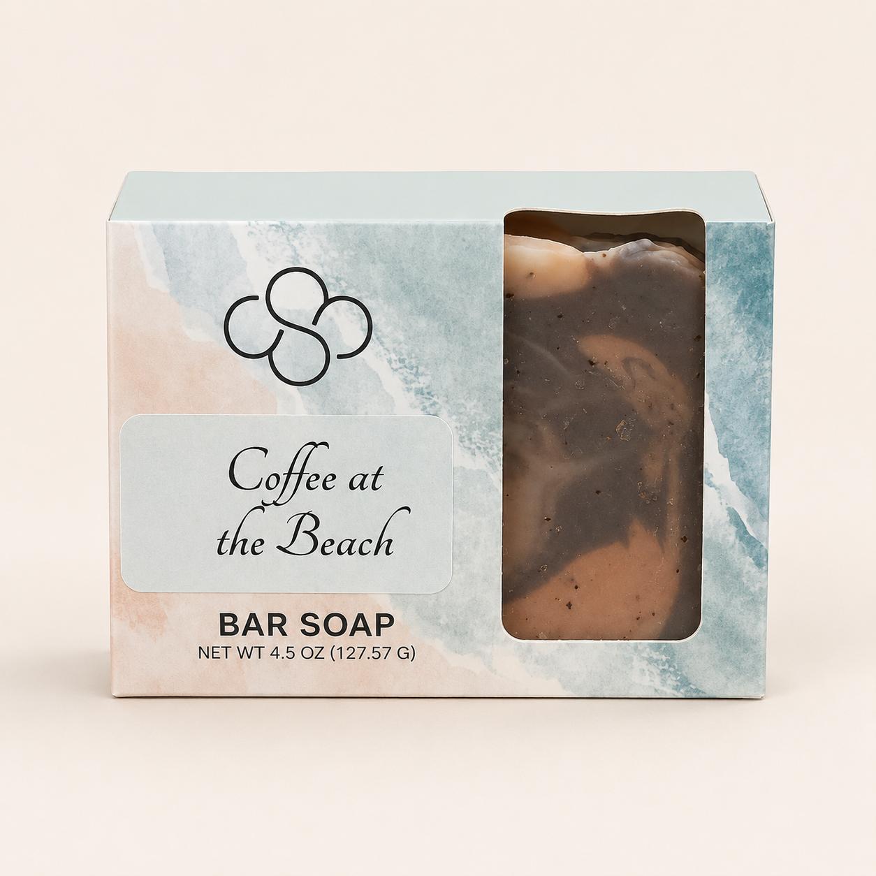 Coffee at the Beach, coffee and mocha scented exfoliating bar soap, handmade by Cottonwood Soap, Hilton Head Island, SC