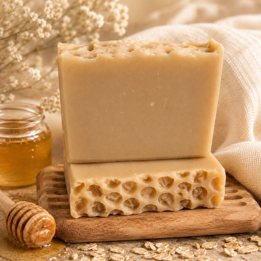 Bee’s Knees- oatmeal, milk and honey scented handmade soap by Cottonwood Soap Company