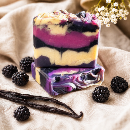 Bluffton Bubbles- black raspberry and vanilla scented handmade soap by Cottonwood Soap Company, Hilton Head Island, SC
