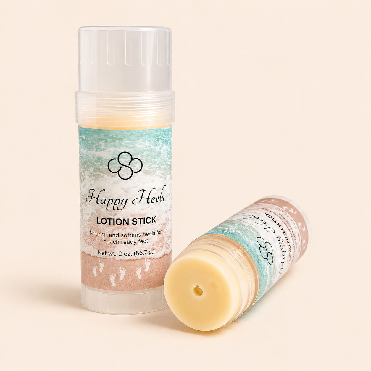 Happy Heels Lotion Stick | Coconut Scented Solid Lotion Balm handmade by Cottonwood Soap Company, Hilton Head Island, SC