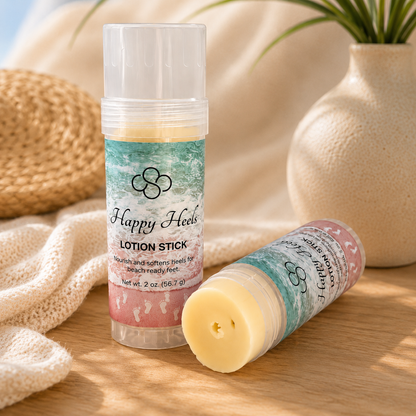 Happy Heels Lotion Stick | Coconut Scented Solid Lotion Balm handmade by Cottonwood Soap Company, Hilton Head Island, SC