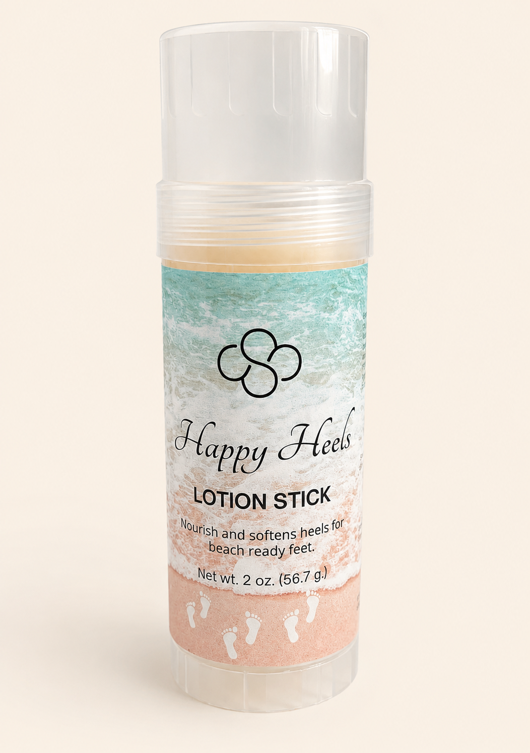 Happy Heels Lotion Stick | Coconut Scented Solid Lotion Balm handmade by Cottonwood Soap Company, Hilton Head Island, SC