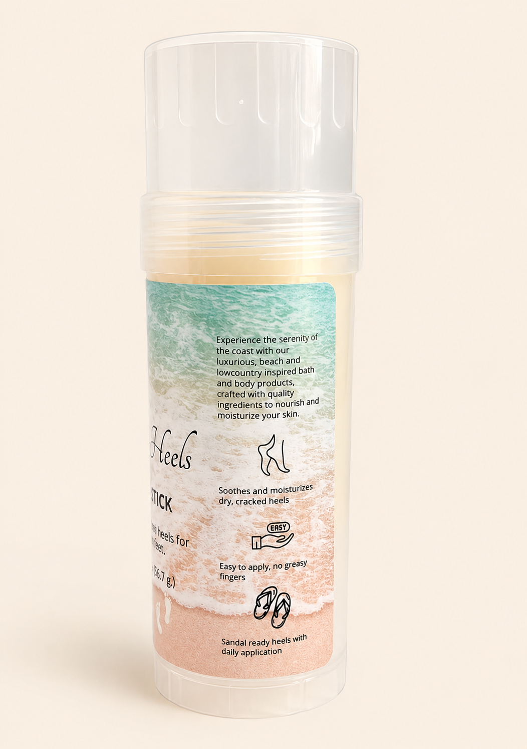 Happy Heels Lotion Stick | Coconut Scented Solid Lotion Balm handmade by Cottonwood Soap Company, Hilton Head Island, SC