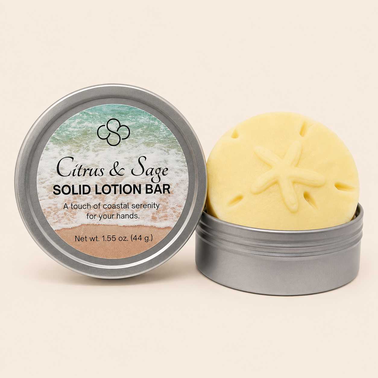 Citrus & Sage scented Solid Lotion Bar handcrafted by Cottonwood Soap Company, Hilton Head Island, SC