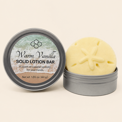 Warm Vanilla Solid Lotion Bar handmade by Cottonwood Soap Company, Hilton Head Island, SC
