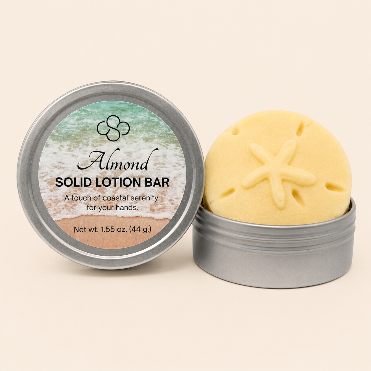 Almond scented Solid Lotion Bar handcrafted by Cottonwood Soap Company, Hilton Head Island, SC
