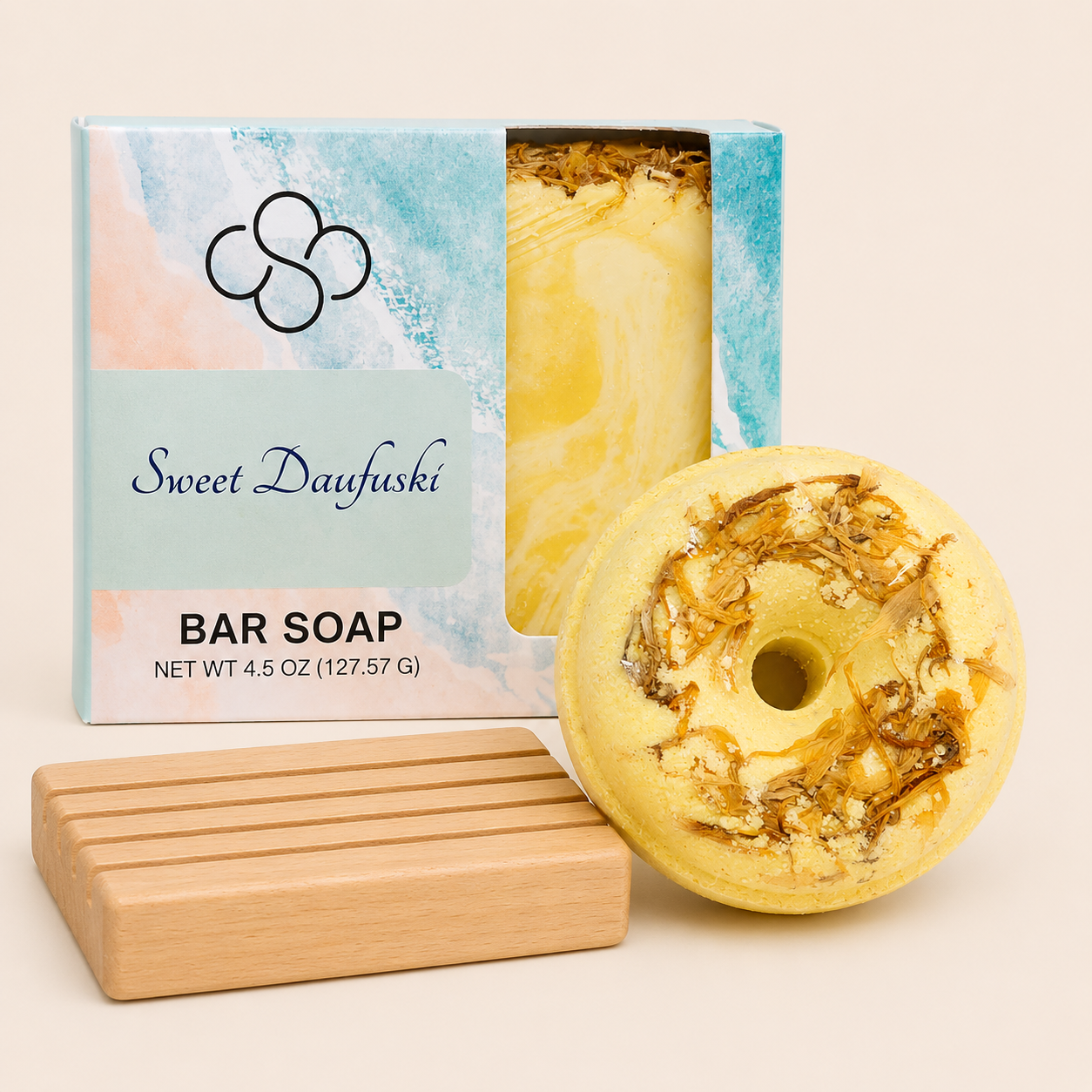 Dynamic Duos,  Sweet Daufuski, honeysuckle scented artisan soap and bath bomb  handmade by Cottonwood Soap Company, Hilton Head Island, SC