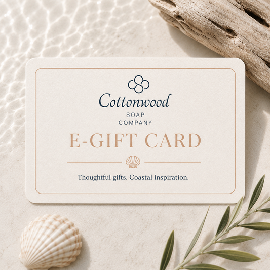 Cottonwood Soap | E-Gift Card available in 3 different denominations redeemable for bath & body products made on Hilton Head Island, SC