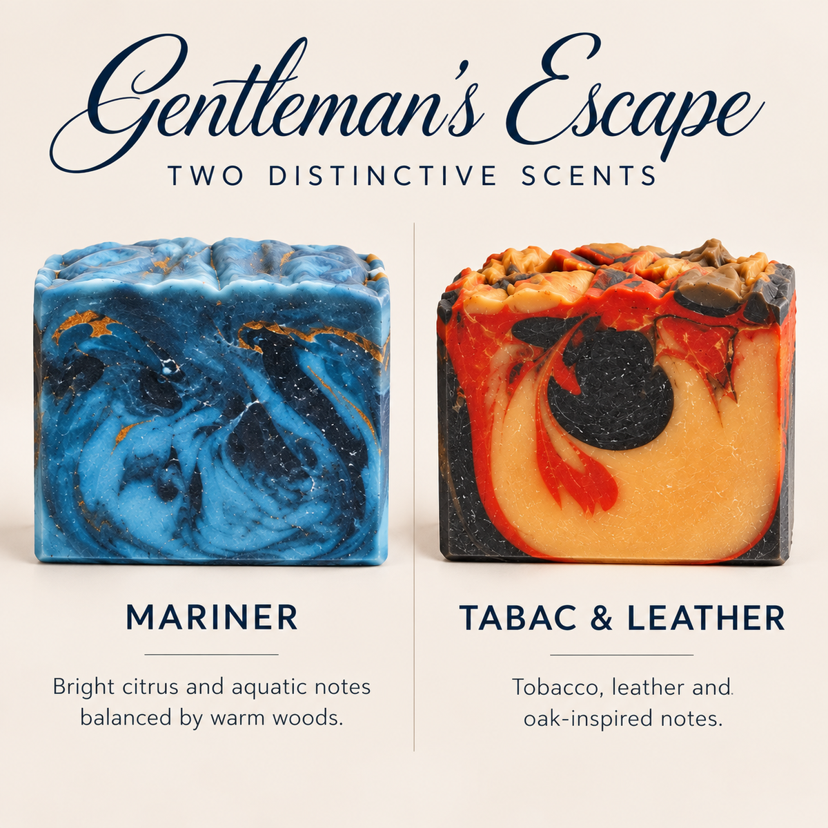 Gentleman's Escape Gift Set, artisan soaps, drawstring soap bag, and bamboo soap dish, created by Cottonwood Soap Company, Hilton Head Island, SC