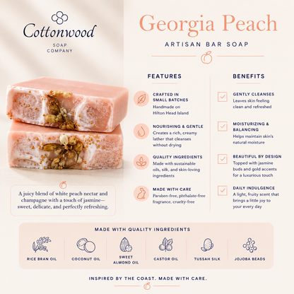 Georgia Peach- peach scented soap, handmade by Cottonwood Soap Company, Hilton Head Island, SC