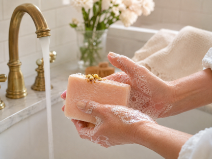 Georgia Peach- peach scented soap, handmade by Cottonwood Soap Company, Hilton Head Island, SC