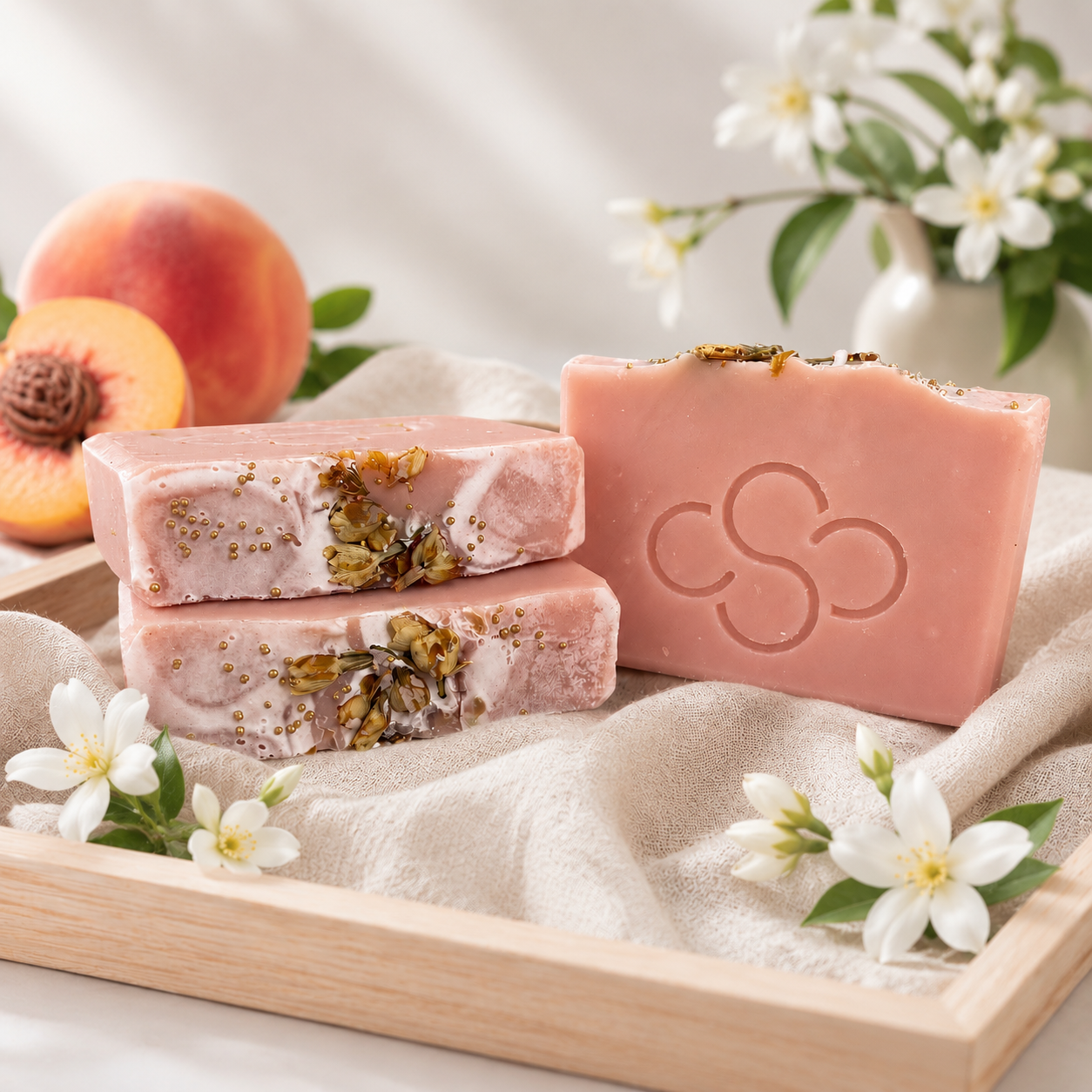 Georgia Peach- peach scented soap, handmade by Cottonwood Soap Company, Hilton Head Island, SC