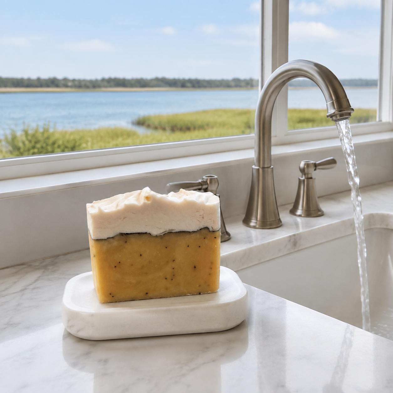Island Zest, lemon and poppyseed bar soap, handmade by Cottonwood Soap Company, Hilton Head Island, SC.