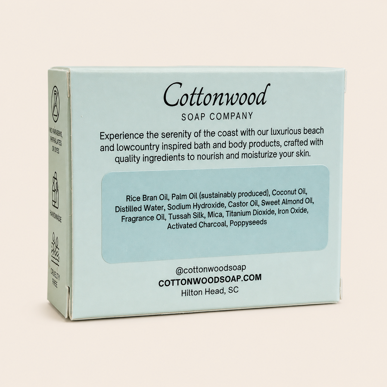 Island Zest, lemon and poppyseed bar soap, handmade by Cottonwood Soap Company, Hilton Head Island, SC.