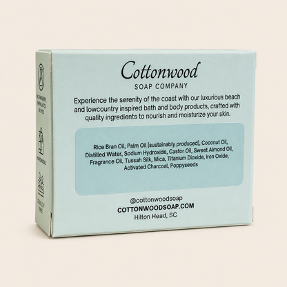 Island Zest, lemon and poppyseed bar soap, handmade by Cottonwood Soap Company, Hilton Head Island, SC.