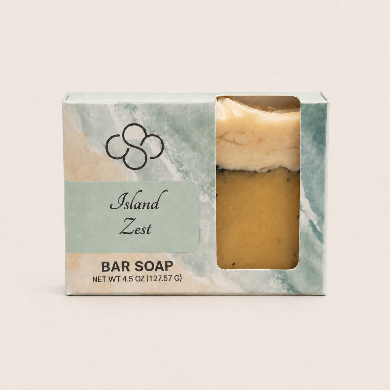 Island Zest, lemon and poppyseed bar soap, handmade by Cottonwood Soap Company, Hilton Head Island, SC.