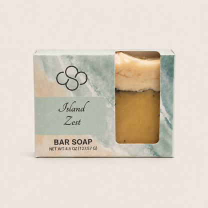 Island Zest, lemon and poppyseed bar soap, handmade by Cottonwood Soap Company, Hilton Head Island, SC.