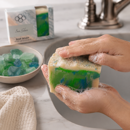 Sea Glass Handmade Soap | Fresh Cotton Coastal Artisan Bar Soap