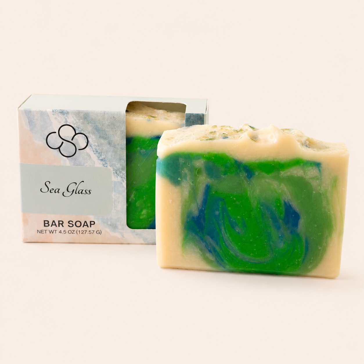 Sea Glass Handmade Soap | Fresh Cotton Coastal Artisan Bar Soap