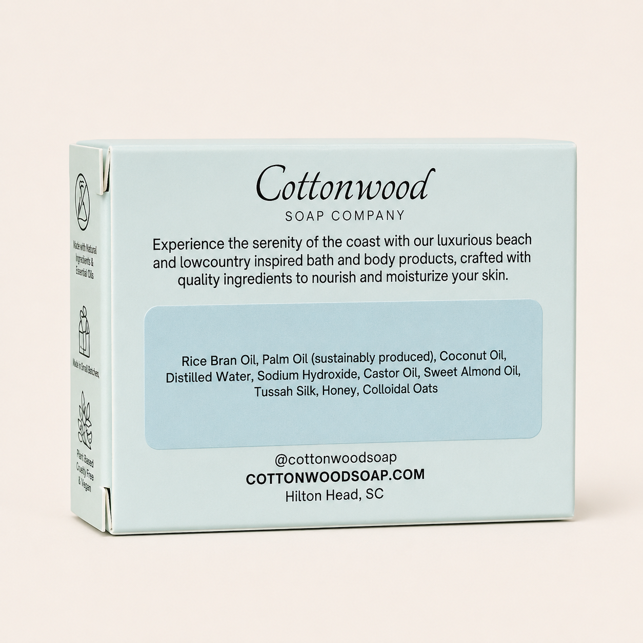 Sea Oats unscented bar soap, handcrafted by Cottonwood Soap Company on Hilton Head Island, SC