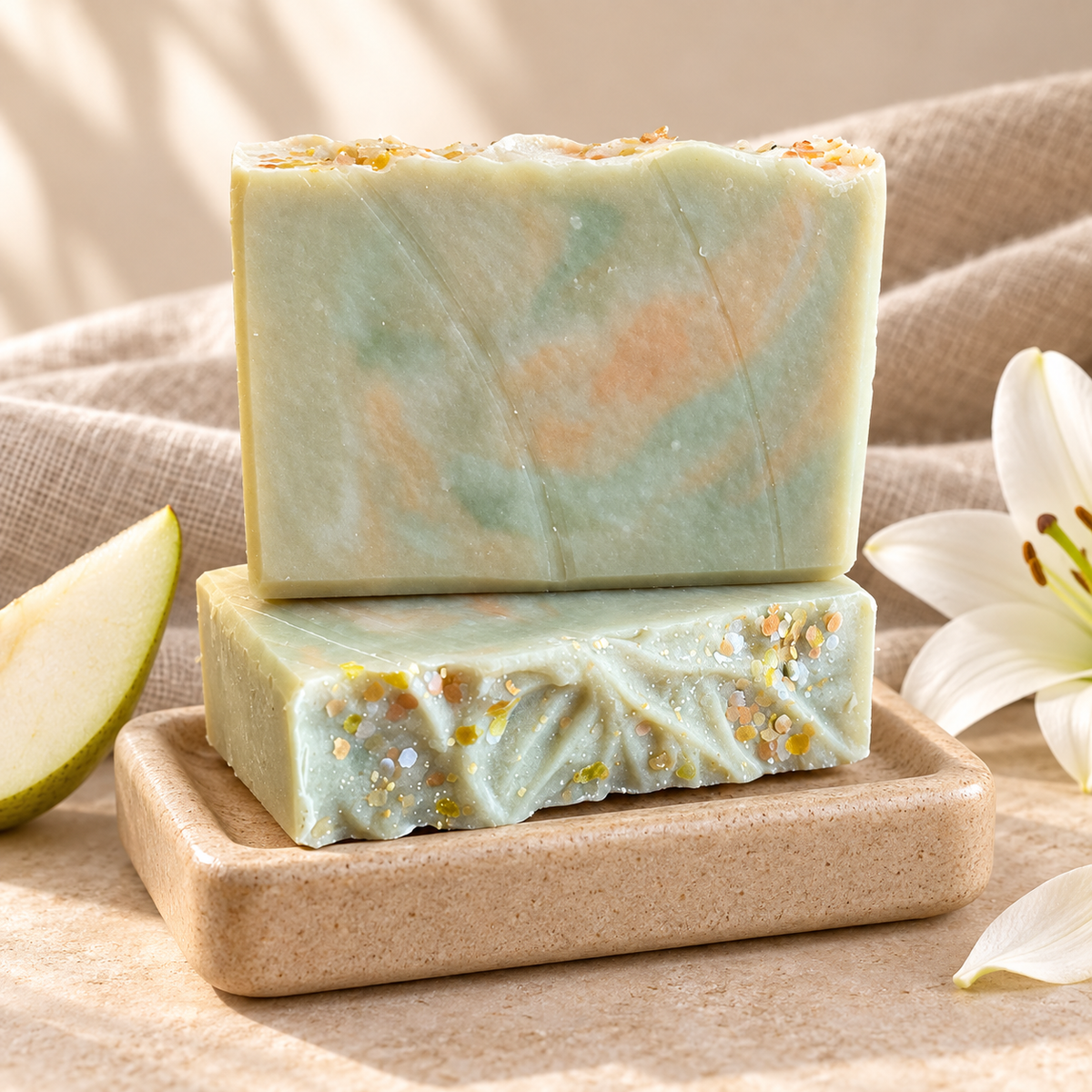 September Sunset, passion fruit scented bar soap handmade by Cottonwood Soap Company, Hilton Head Island, SC