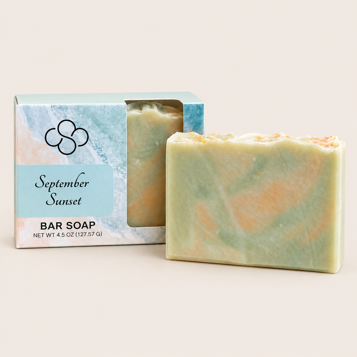 September Sunset, passion fruit scented bar soap handmade by Cottonwood Soap Company, Hilton Head Island, SC