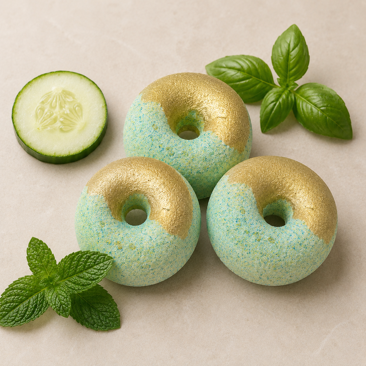 Cucumber, Basil & Mint Scented Bath Bomb | Spa Inspired Bath Fizzies