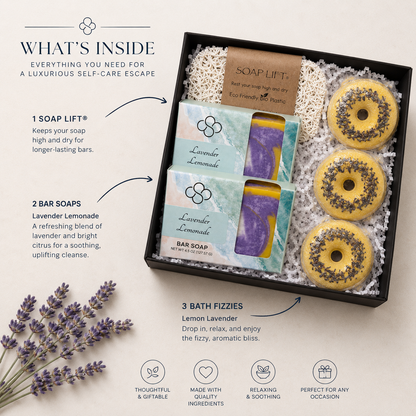 Lemon Lavender Gift Box – Artisan Soap & Bath Bomb Gift Set