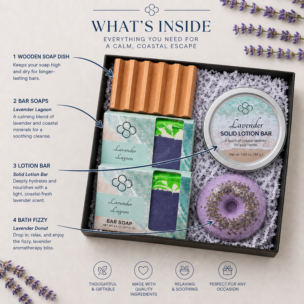 Lavender Lovers Gift Box- Luxury Lavender Spa Gift Set